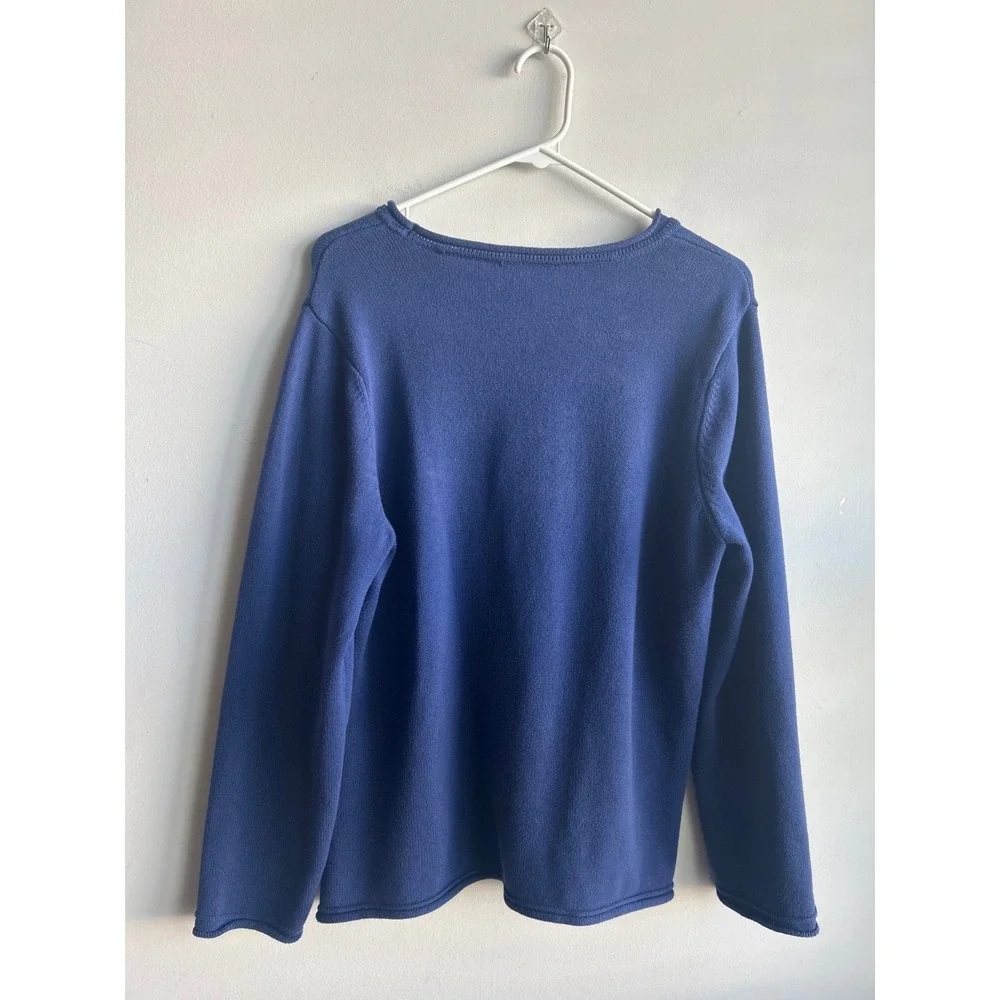 Appleseed's Blue Seahorse Long Sleeve Sweater Womens Medium